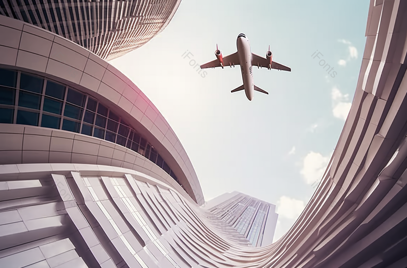 飞机建筑上空盘旋商务交通实拍,高清,摄影图,摄影图片,图片大全,摄影图免费下载